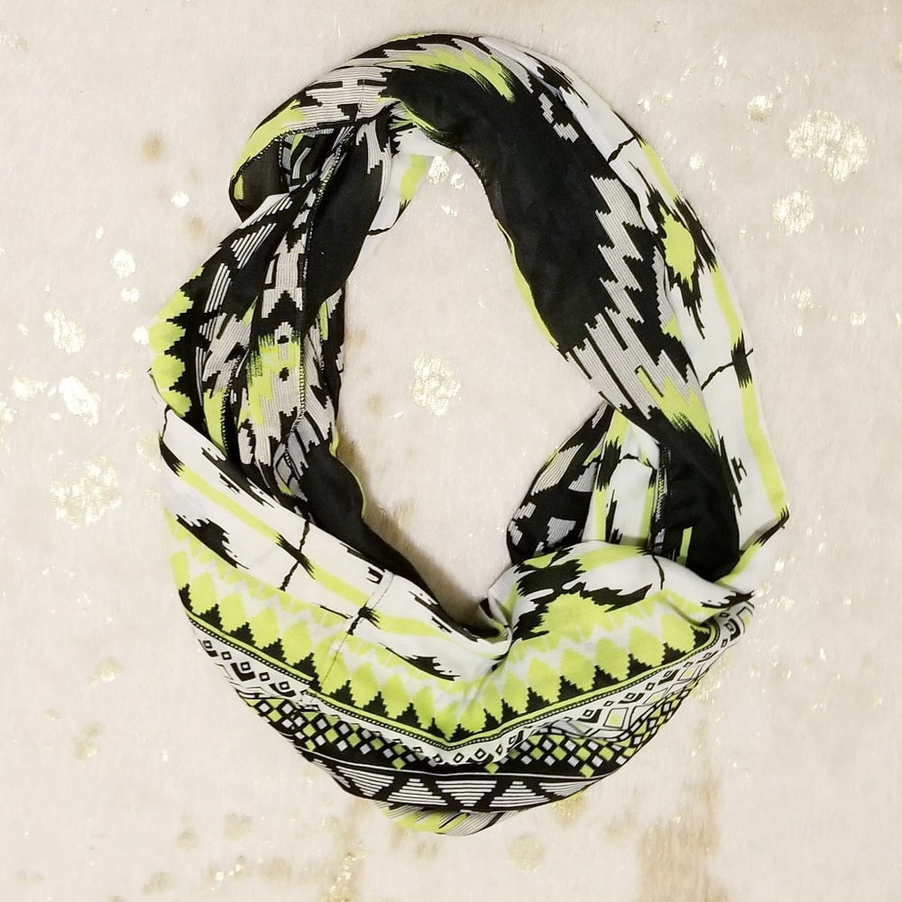 Neon green & black infinity scarf